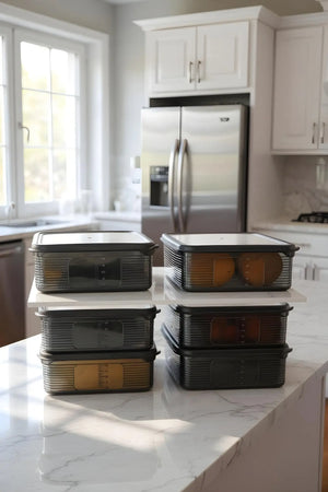 6 Adet 3,5 Litre Buzdolabı İçi Düzenleyici Dikdörtgen Erzak Saklama Kabı Seti - Organizeri 3500ml - Justyol