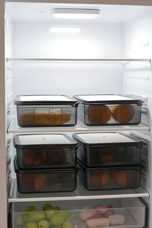 6 Adet 3,5 Litre Buzdolabı İçi Düzenleyici Dikdörtgen Erzak Saklama Kabı Seti - Organizeri 3500ml - Justyol