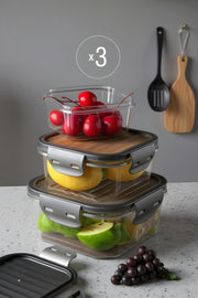 3'lü Tam Vakumlu Kilitlli Erzak Saklama Kabı Seti - hava Geçirmez (400ml+800ml+1400ml) Sızdırmaz - Justyol