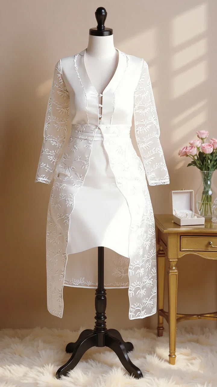 Ensemble nuisette satin femme 2 pièces avec dentelle