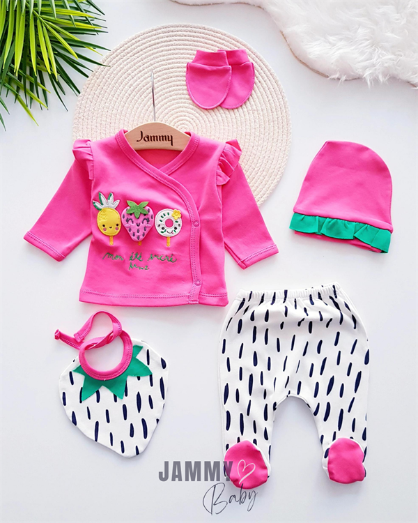 fruit 5 piece newborn set-pink