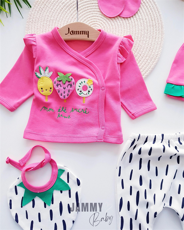 fruit 5 piece newborn set-pink