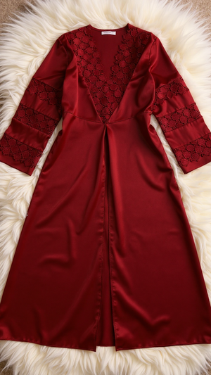 nightgown set 210 -Satin Nightwear Set with Lace Details and Robe Erotica