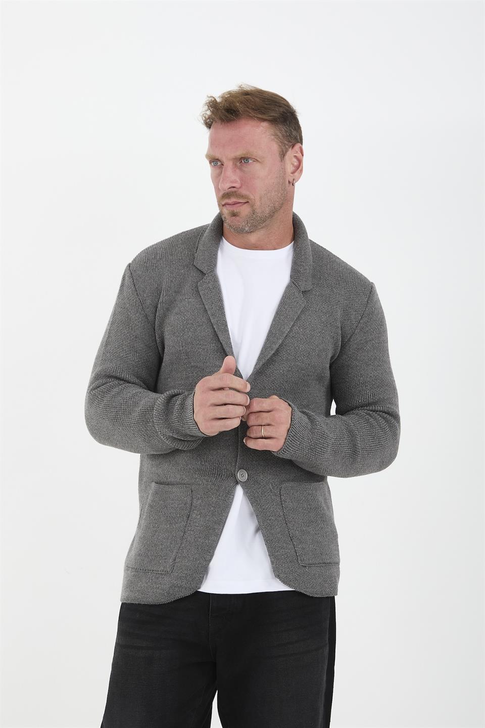 veste en tricot à poches pour homme