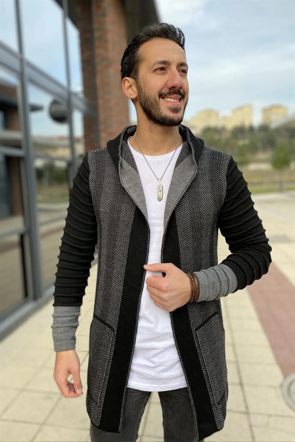 erkek kollari desenli panço hirka - Justyol