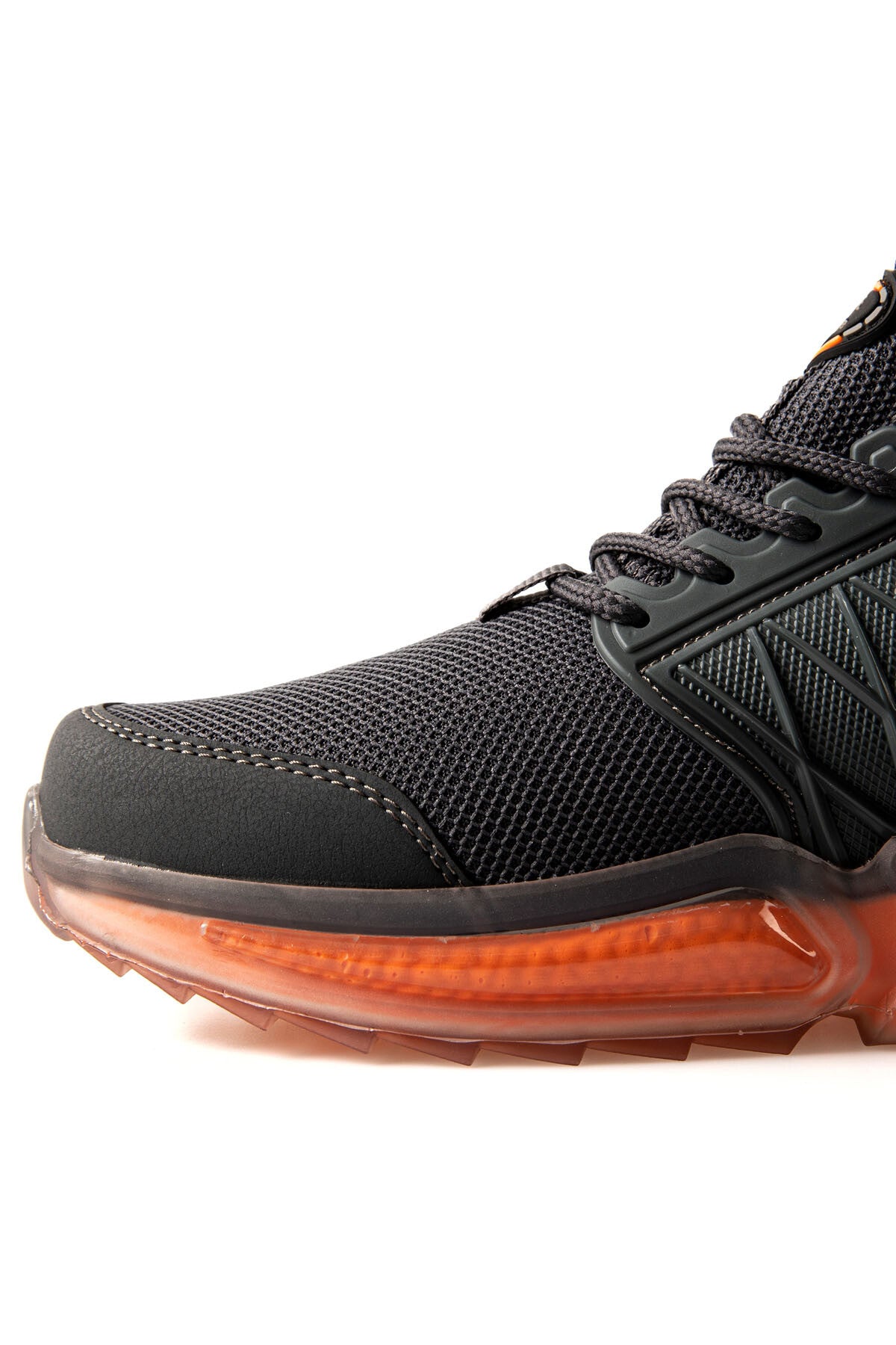 siyah - kirmizi fileli yüksek taban bağcikli erkek spor ayakkabi - 89108 - Justyol