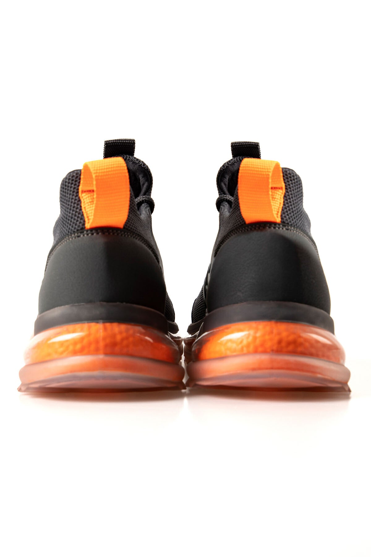 siyah - kirmizi fileli yüksek taban bağcikli erkek spor ayakkabi - 89108 - Justyol