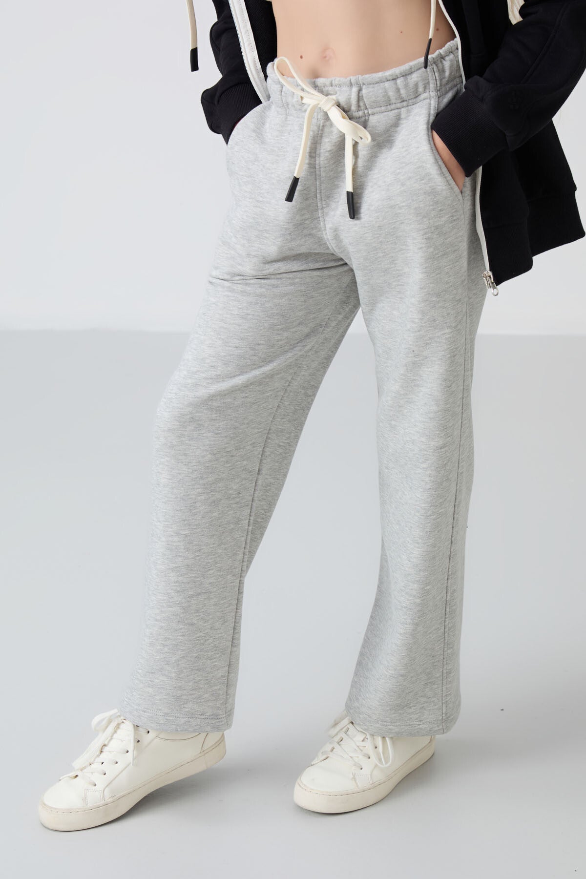 <tc>Pantalon de Survêtement Fille en Coton à Intérieur Doux Texturé, Brodé et Coupe Standard - 75146</tc>