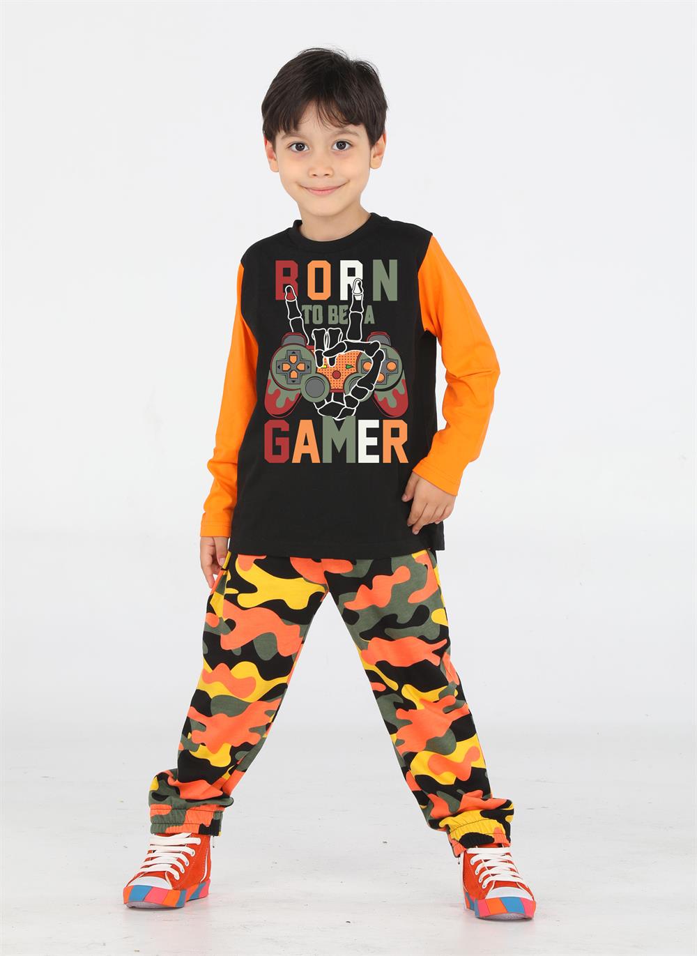 ensemble pantalon de camouflage + t-shirt pour garçon gamer