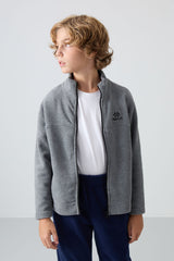 <tc>Sweatshirt Garçon en Polaire Épaisse à Texture Douce, Brodé et Coupe Standard - 11223</tc>