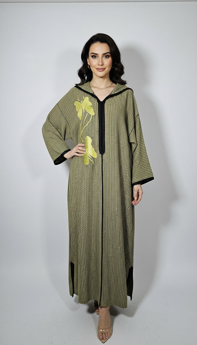 Djellaba Prestige –
 Tissu Type Chanel, Tarz Rbati & Coupe Makhzania