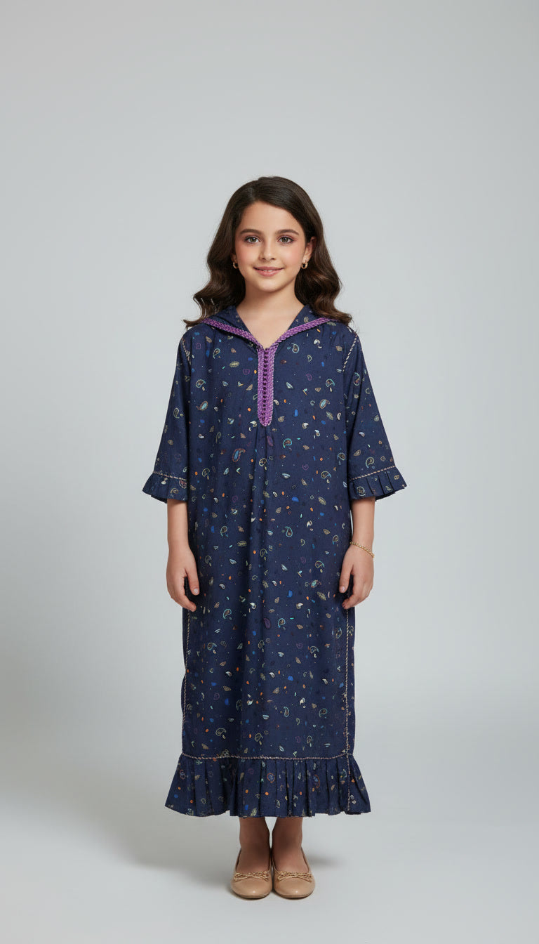 Djellaba Fille – Élégance Nuit Royale