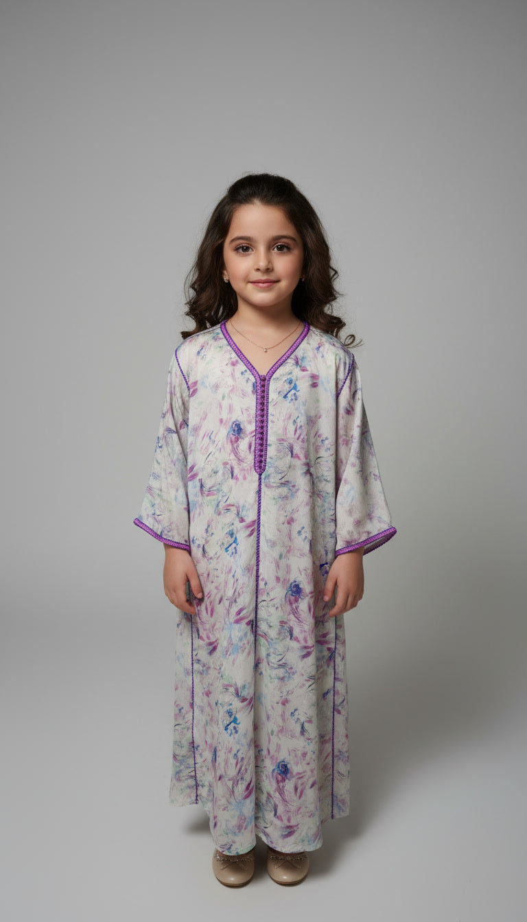 Kaftan Fille – Élégance Florale