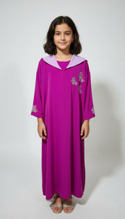 Jellaba Fille – Papillon Princesse Makhzania en Crêpe Roza