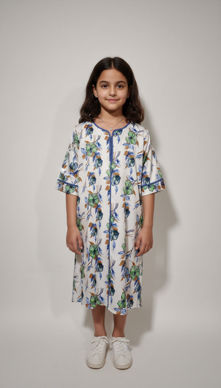 Kaftan Fille – Élégance Florale Moderne