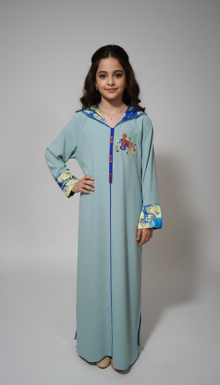 Jellaba Fille en Crêpe Roza