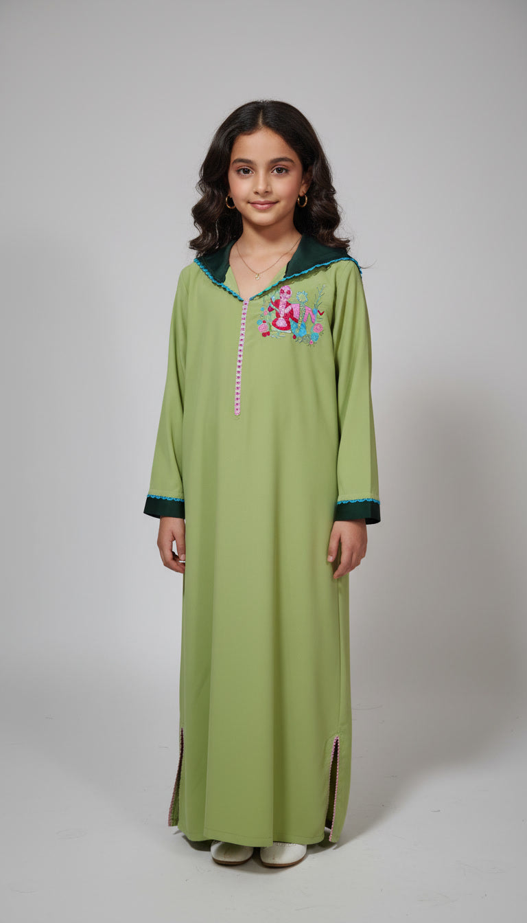 Jellaba Fille en Crêpe Roza