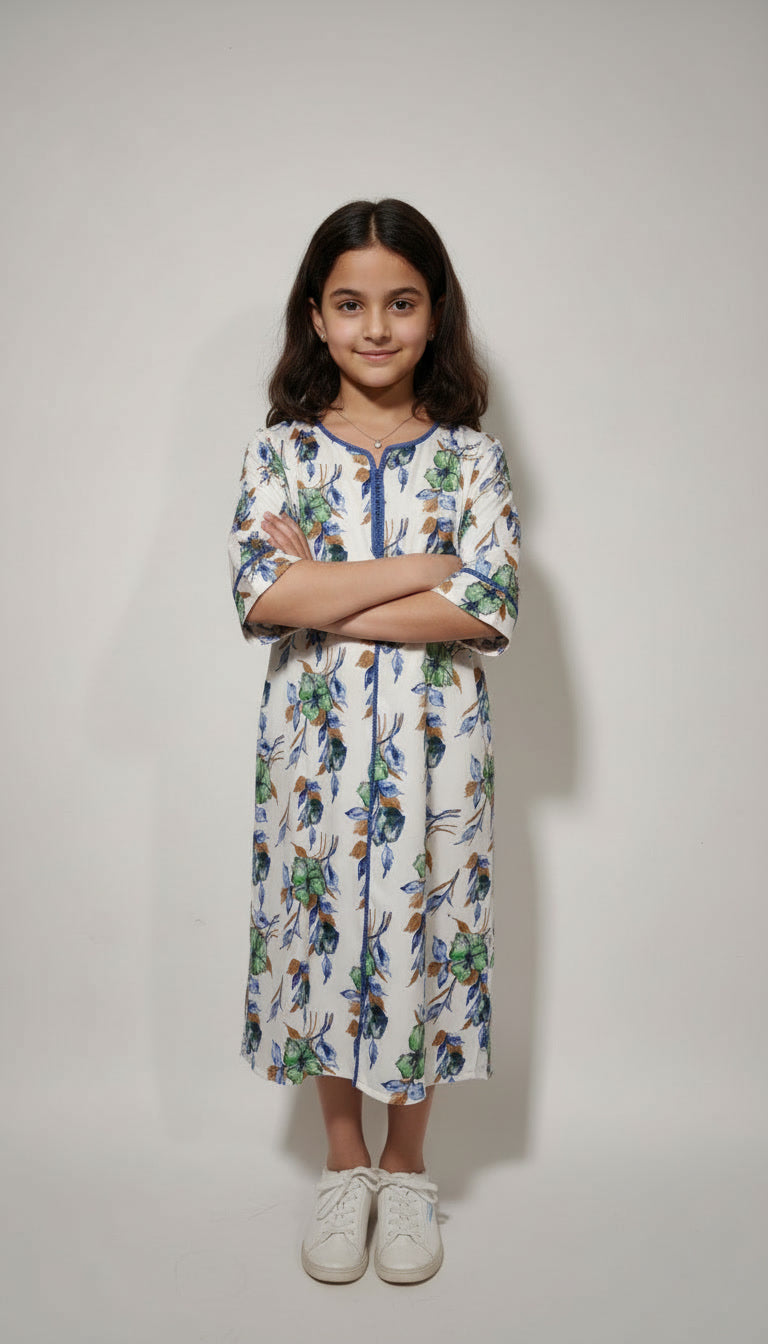 Kaftan Fille – Élégance Florale Moderne