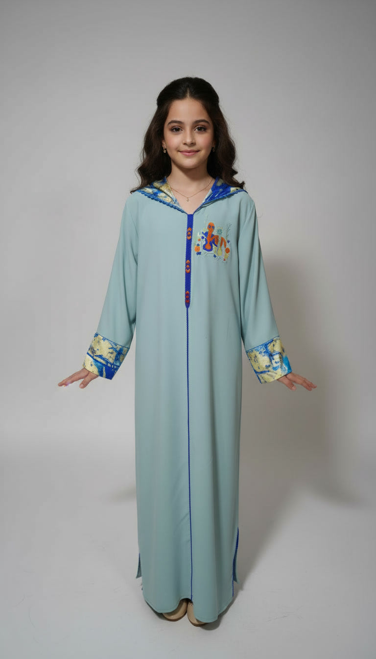 Jellaba Fille en Crêpe Roza