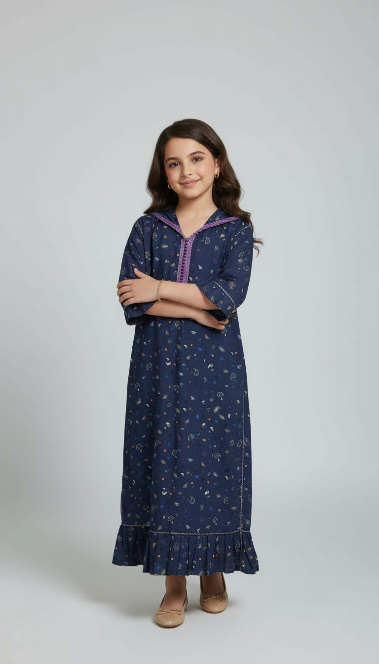 Djellaba Fille – Élégance Nuit Royale