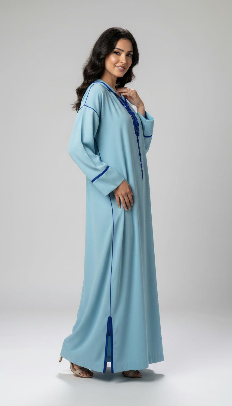 Djellaba Makhzania en Crêpe de Soie
