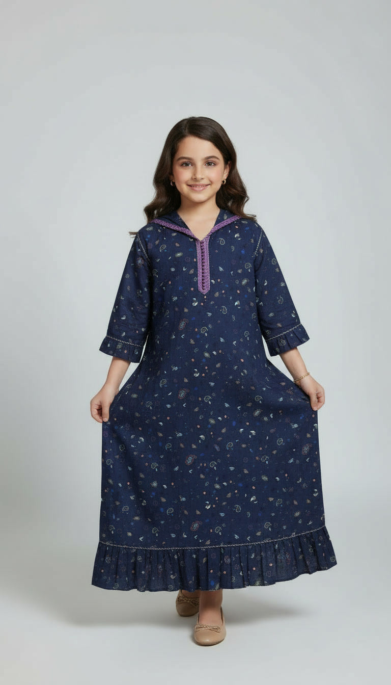 Djellaba Fille – Élégance Nuit Royale