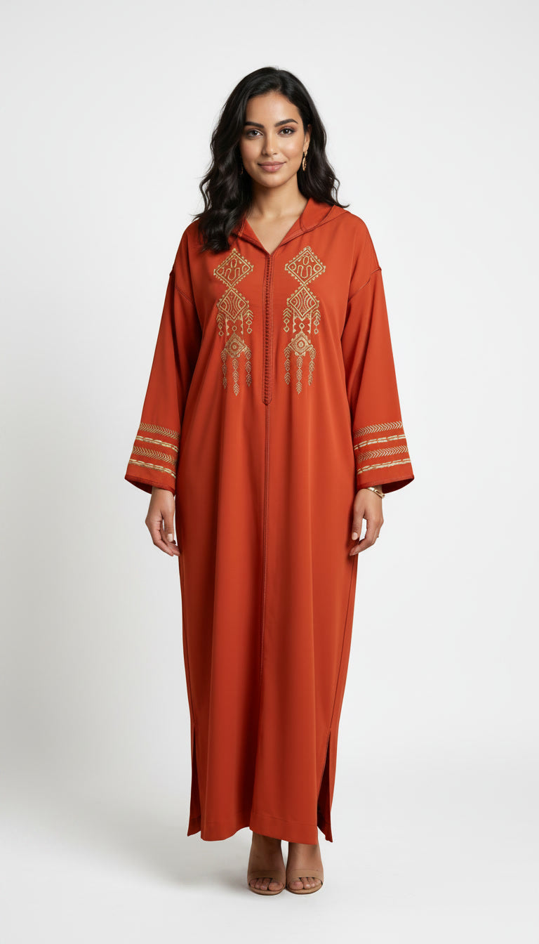 Djellaba en Crêpe de Soie Makhzania
 – Broderie Dorée