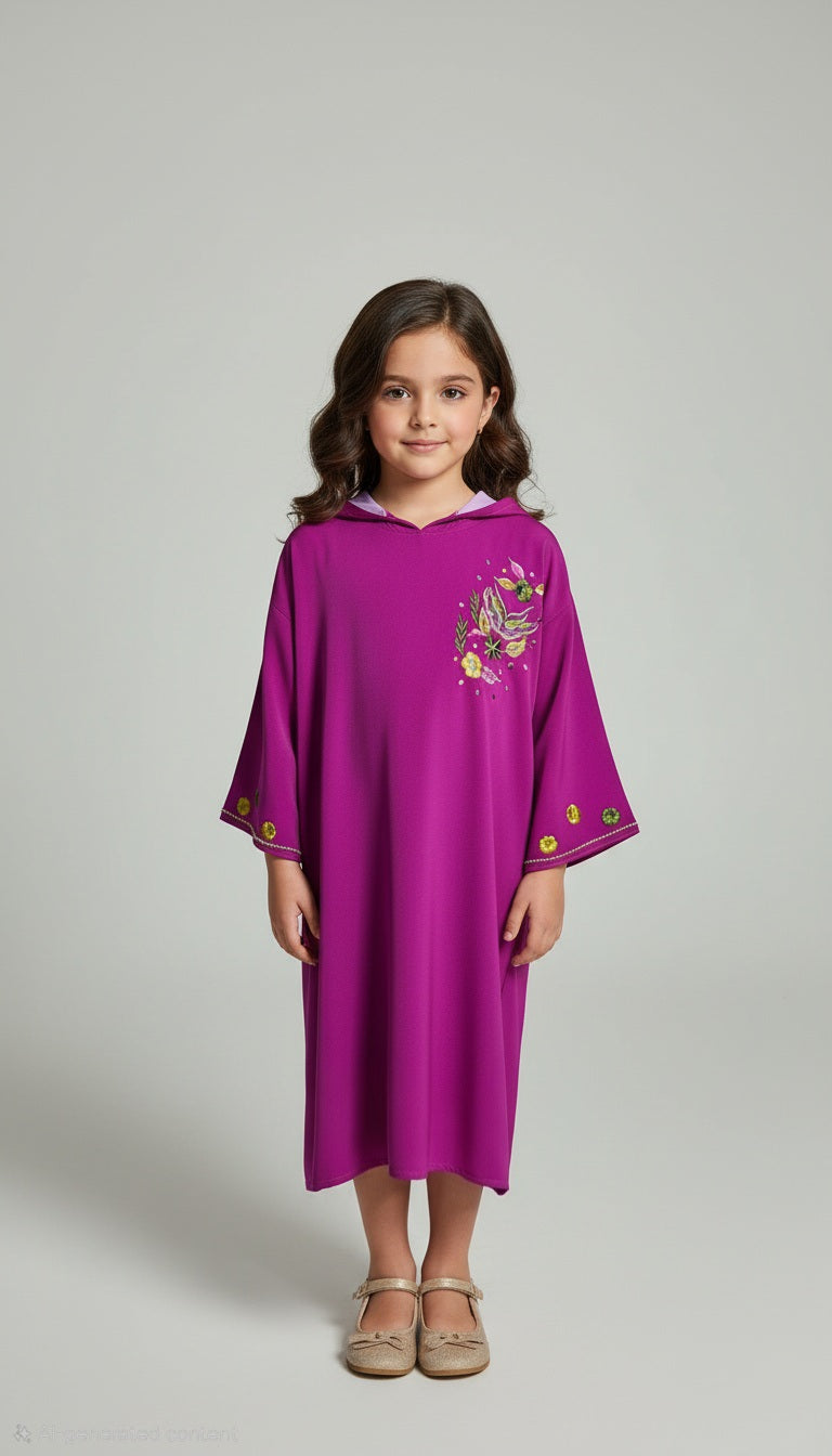 Djellaba Fille Makhzania – Rose Fuchsia