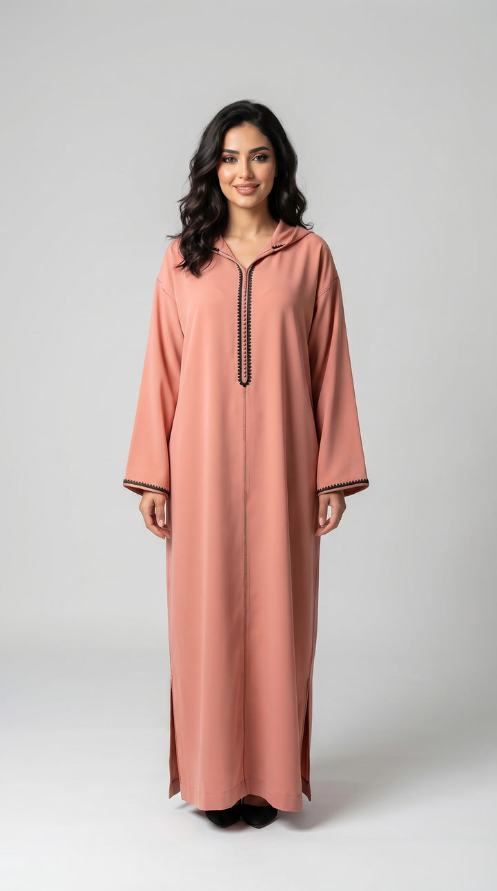 Djellaba Makhzania en Crêpe Roza