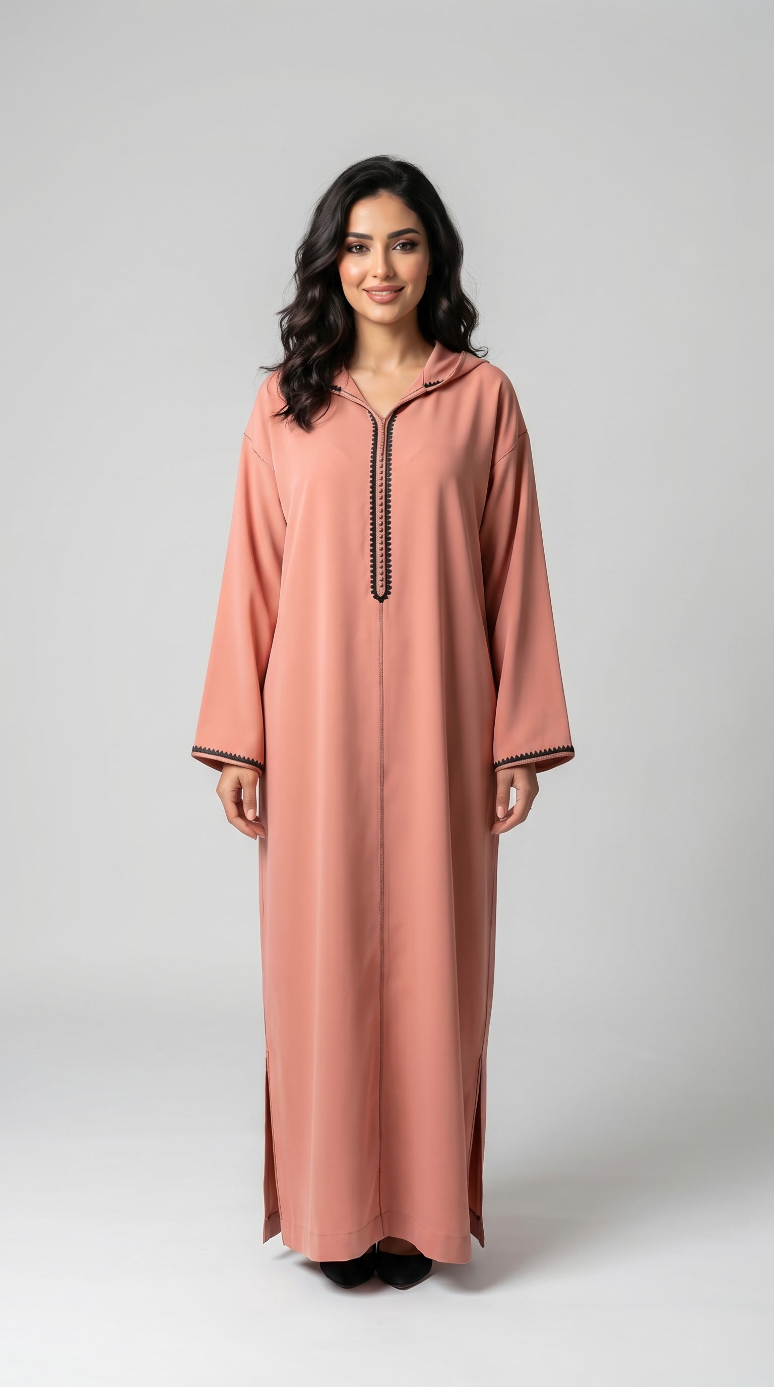Djellaba Makhzania en Crêpe Roza