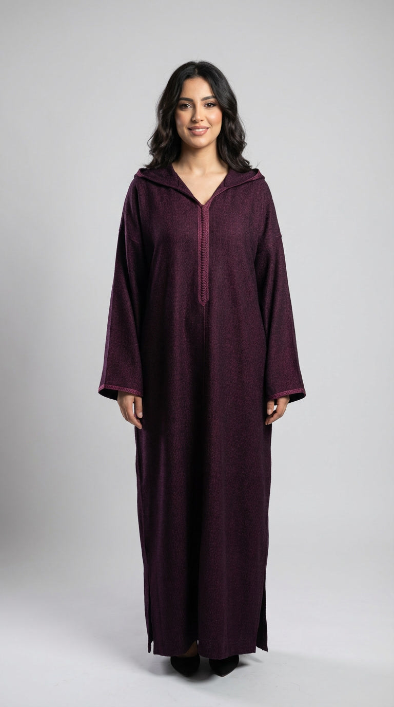 Djellaba Classique – 
 Tissu Type Chanel & Coupe Makhzania Élégante