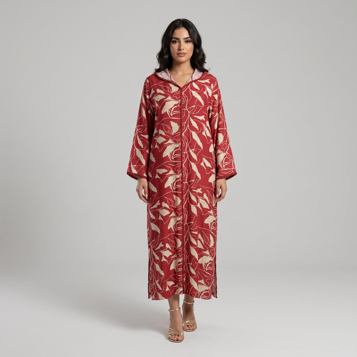 Djellaba Moderne en Lin-Viscose Imprimée – Style Tradition-Chic & Tissu Ultra-Fluide