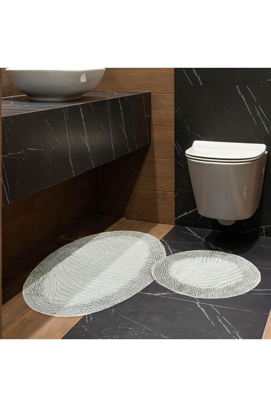 geometrik desen 2li set oval banyo paspas takimi %100 doğal pamuklu yuvarlak paspas klozet takimi