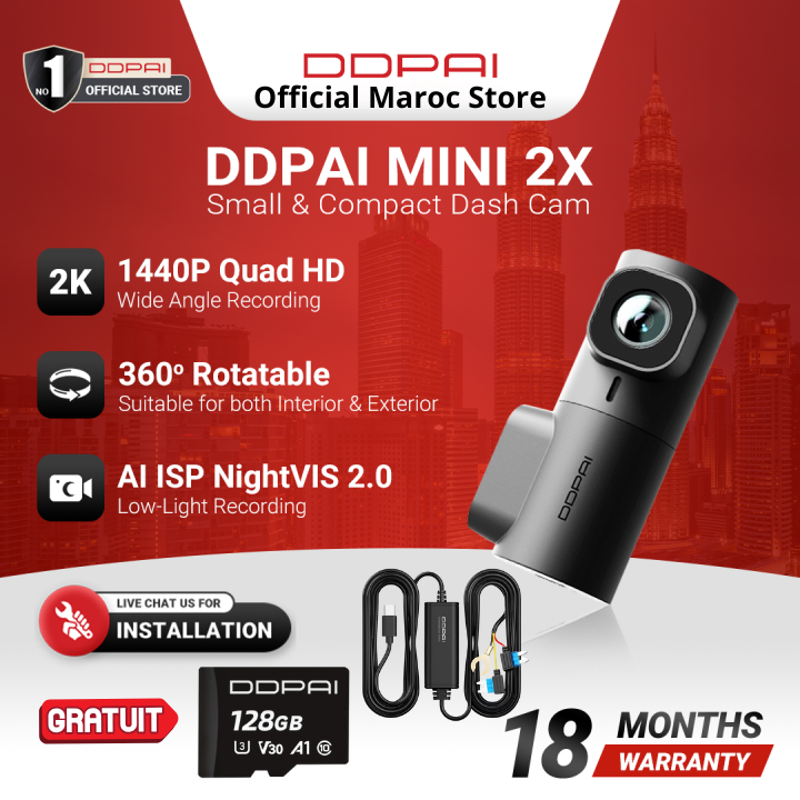 DDPAI Mini 2X – Caméra Voiture 2K avec Carte 128 Go Offerte