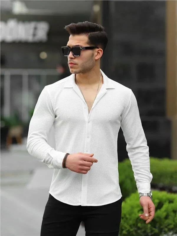 Chemise homme à motif gaufré style casual