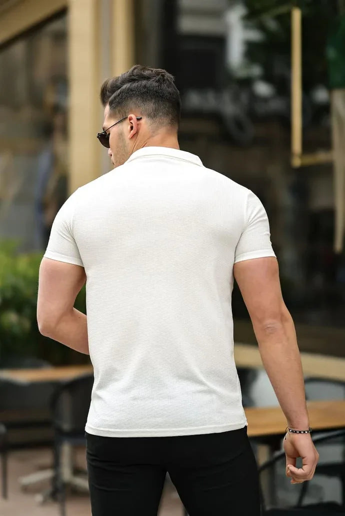 <tc>قميص رجالي كاجوال ضيق باكمام قصيرة</tc>