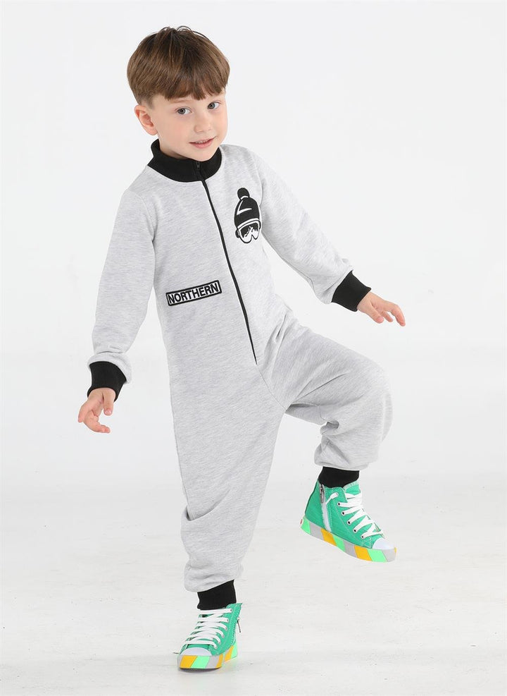 Combinaison Astronaute Gris – Doublure douce et confortable, appliqué brodé