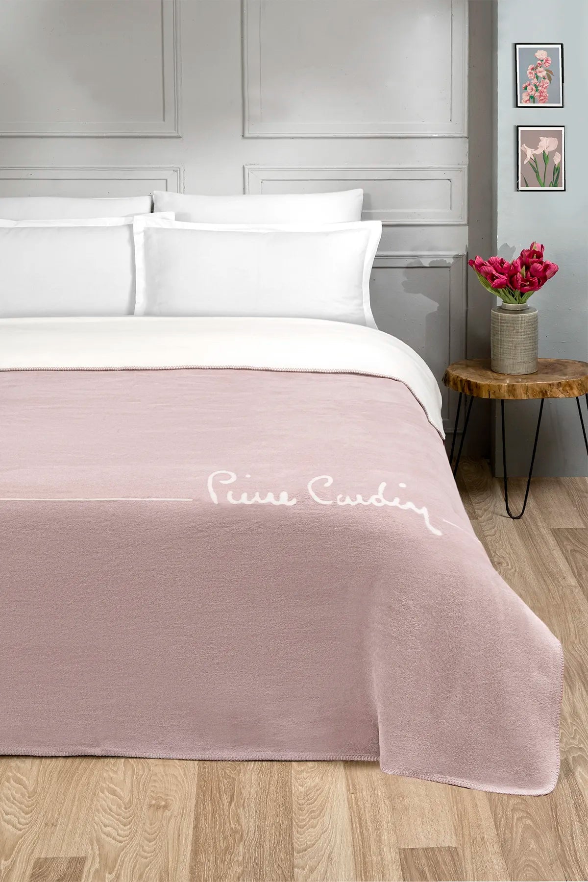 Pierre Cardin Pamuk Battaniye Çift Kişilik Logo Gül Kurusu Pierre Cardin