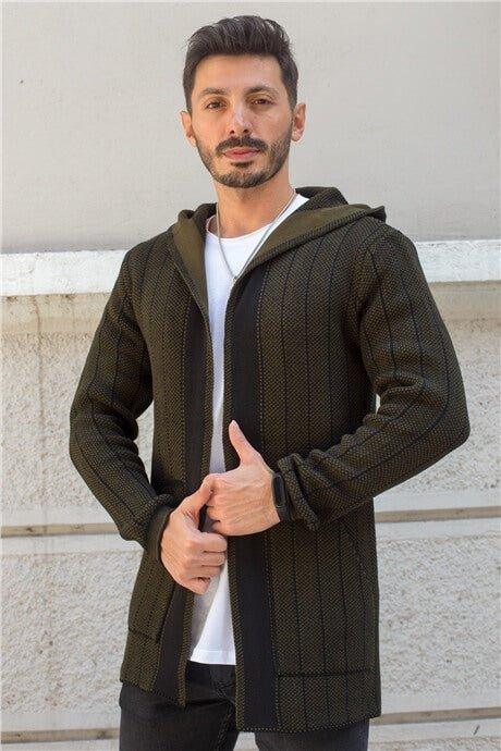 <tc>كارديجان رجالي تريكو كاجوال مزود بغطاء للراس وجيوب</tc>