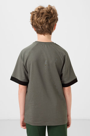 pamuklu yumuşak dokulu oversize cep detayli erkek çocuk t-shirt - 11295 - Justyol