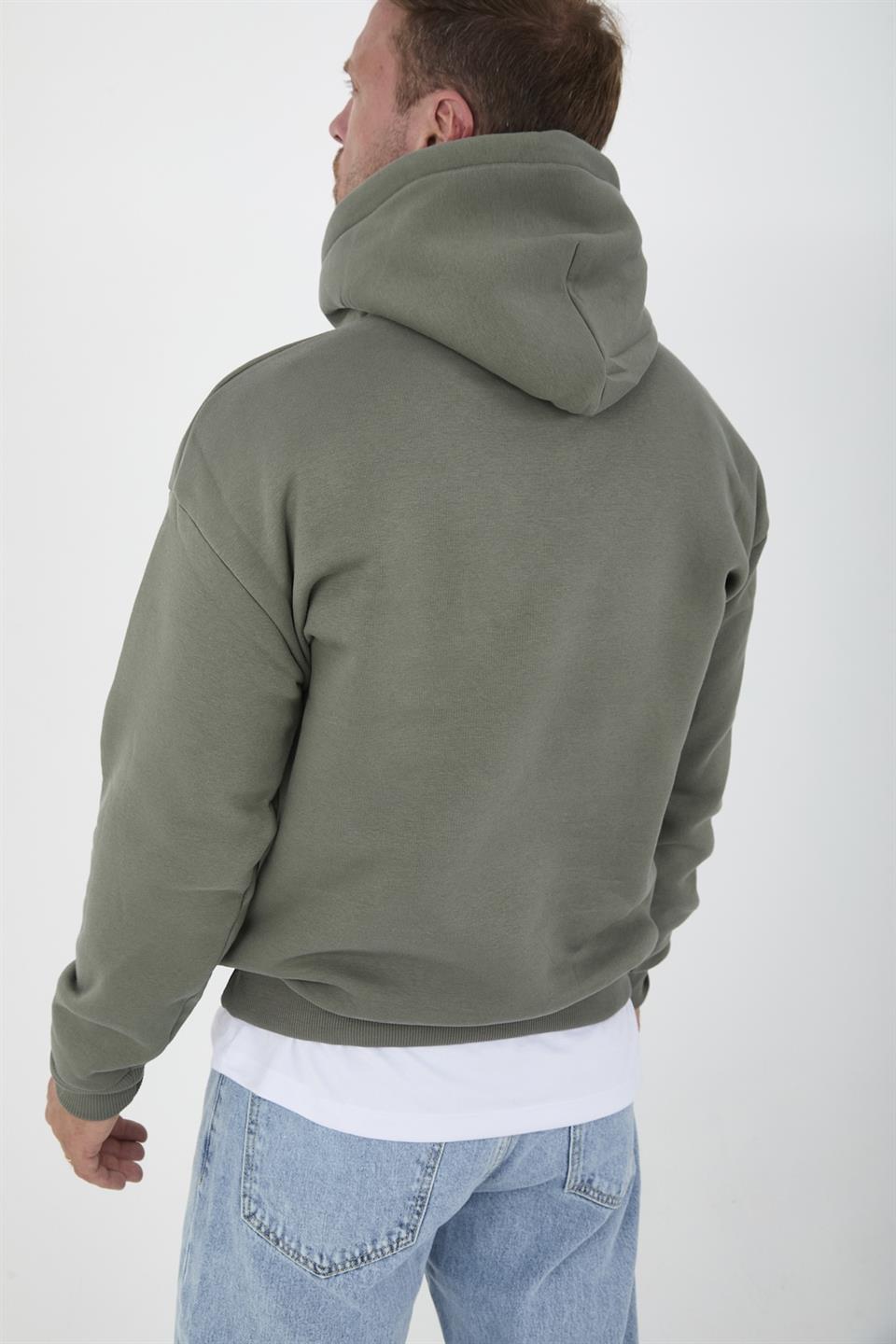 erkek oversize kapüşonlu kanguru cepli sweatshirt - Justyol