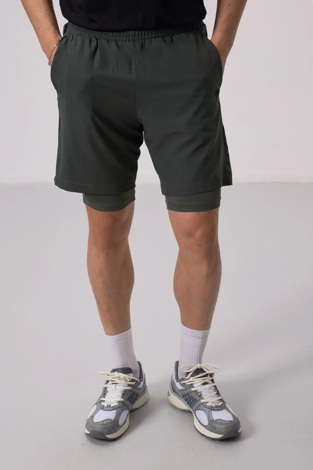 Short pour homme en polyester doux avec taille élastique et insert en leggings - 81287 - Justyol