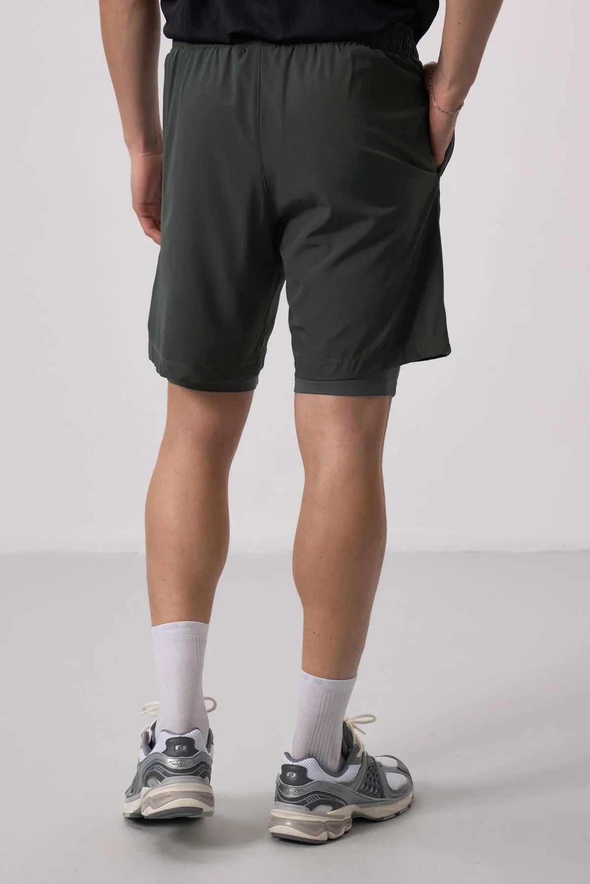 Short pour homme en polyester doux avec taille élastique et insert en leggings - 81287 - Justyol