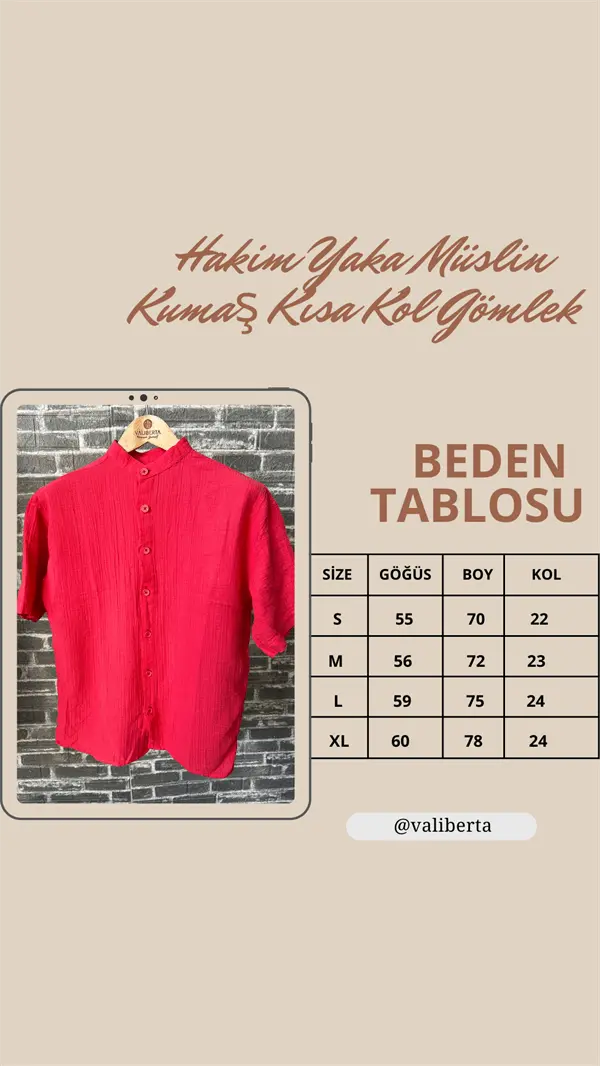 hakim yaka müslin kumaş kisa kol gömlek - Justyol