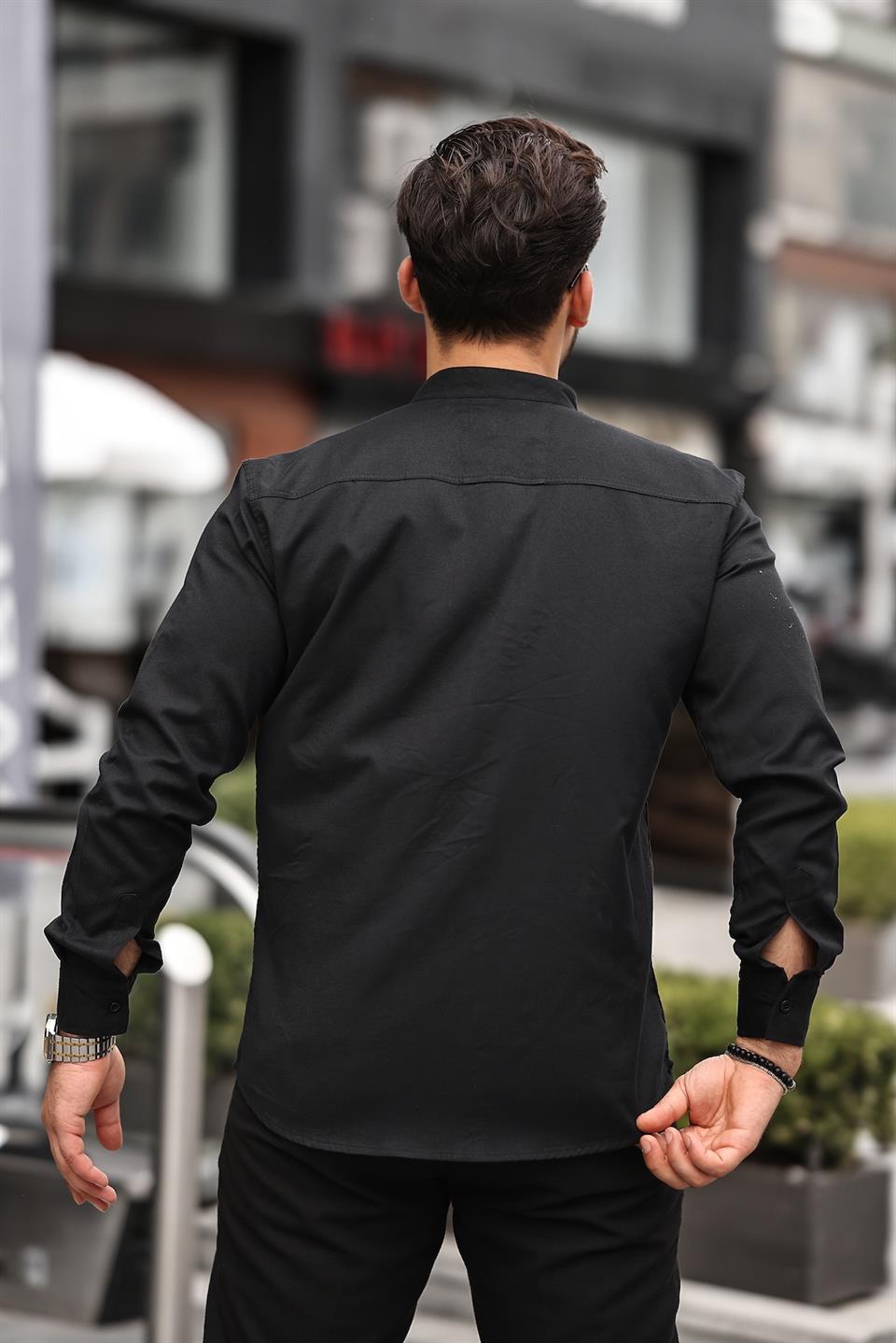 Hakim Yaka Oxford Kumaş Uzun Kol Gömlek - Justyol