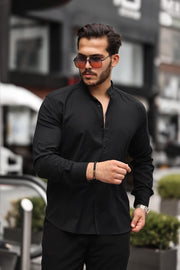 Hakim Yaka Oxford Kumaş Uzun Kol Gömlek - Justyol