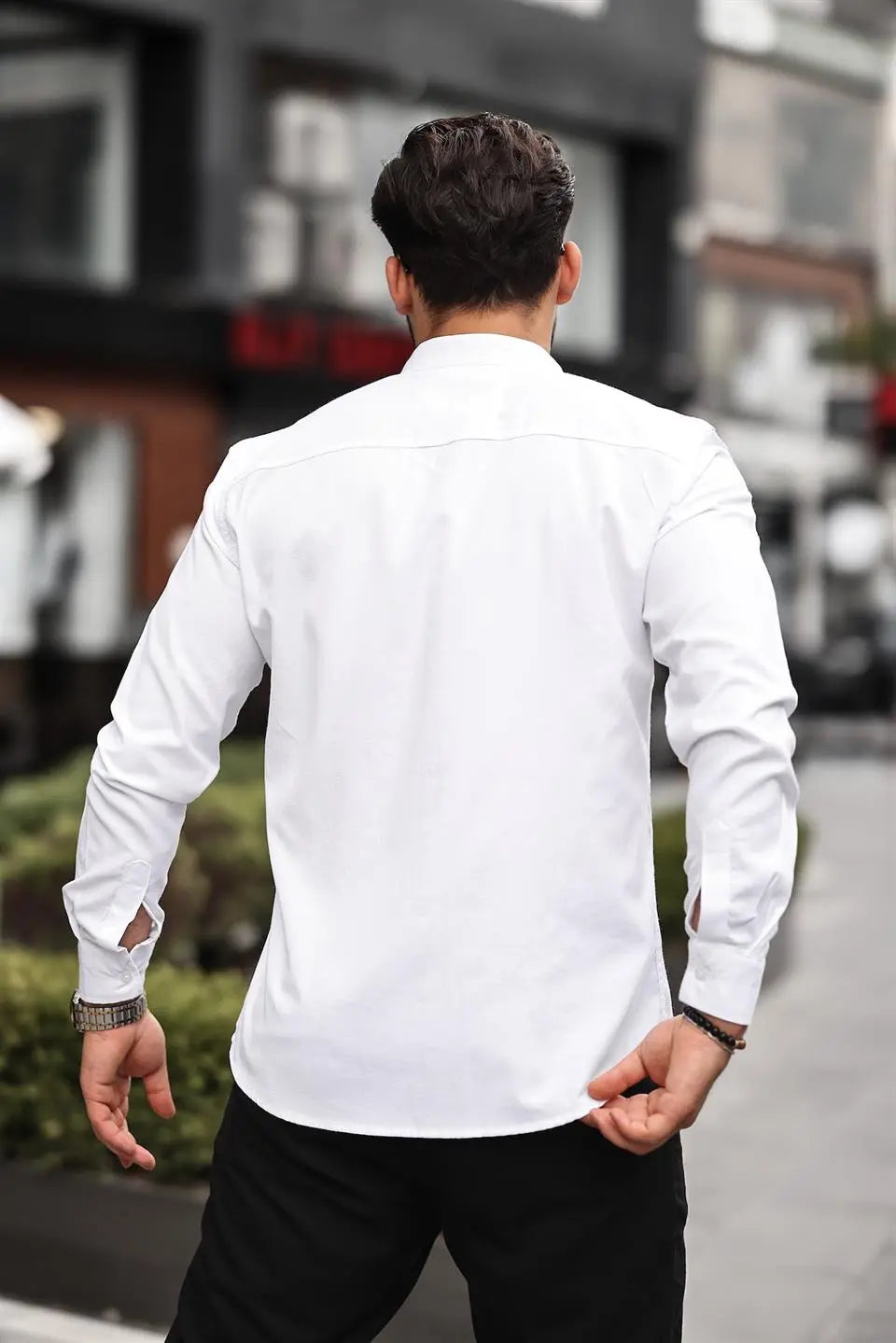 Hakim Yaka Oxford Kumaş Uzun Kol Gömlek - Justyol