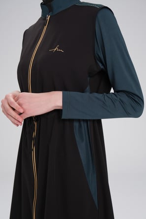 <tc>Ensemble de maillot de bain modeste 5 pièces Haşema, noir, avec détails en maille et robe, 65858</tc>