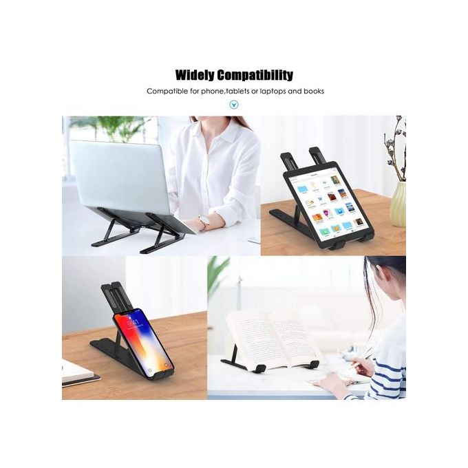 Support Pliable et Réglable pour Ordinateur Portable, Tablette et Smartphone