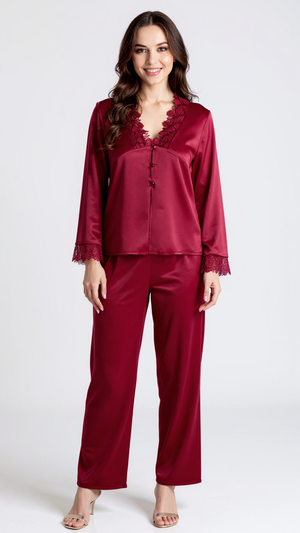 Pajama set 704 -Refined Satin Pajama Set with Lace Details Erotica